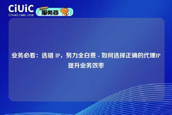 业务必看：选错 IP，努力全白费 - 如何选择正确的代理IP提升业务效率