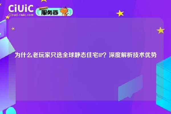 为什么老玩家只选全球静态住宅IP？深度解析技术优势