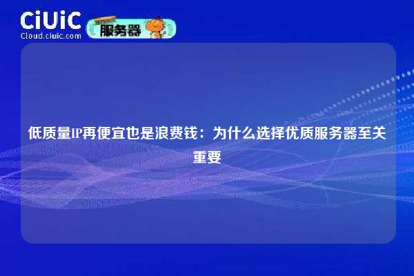 低质量IP再便宜也是浪费钱：为什么选择优质服务器至关重要