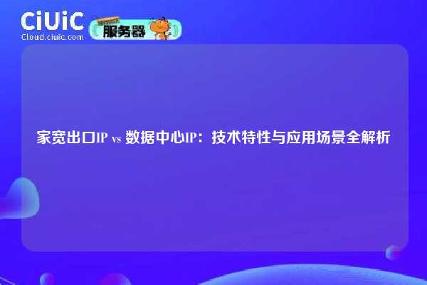 家宽出口IP vs 数据中心IP：技术特性与应用场景全解析