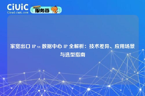 家宽出口 IP vs 数据中心 IP 全解析：技术差异、应用场景与选型指南