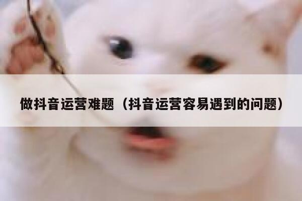 做抖音运营难题（抖音运营容易遇到的问题）