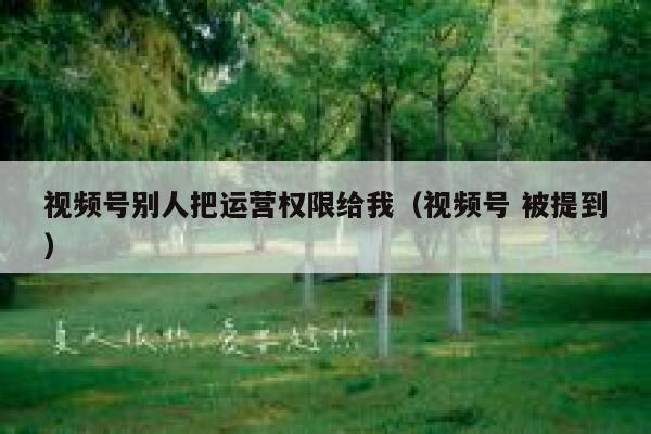视频号别人把运营权限给我（视频号 被提到）