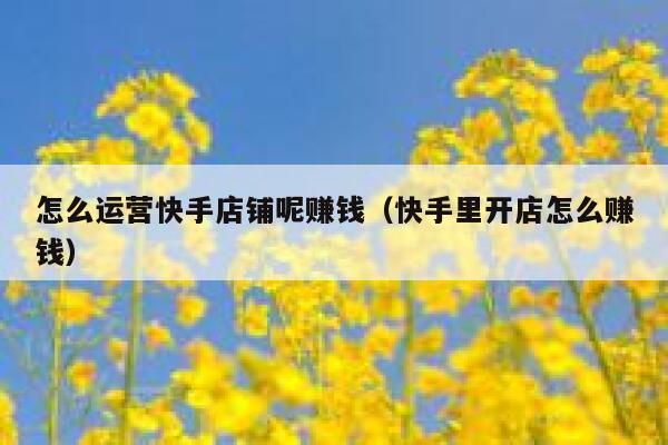 怎么运营快手店铺呢赚钱（快手里开店怎么赚钱）