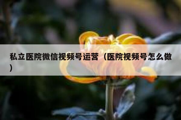 私立医院微信视频号运营（医院视频号怎么做）