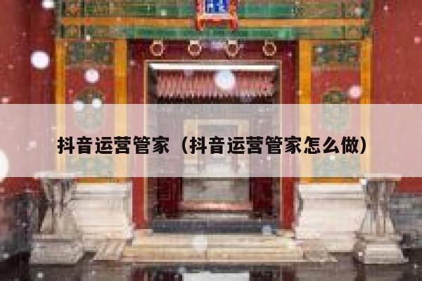 抖音运营管家（抖音运营管家怎么做）