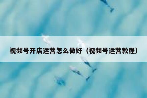 视频号开店运营怎么做好（视频号运营教程）