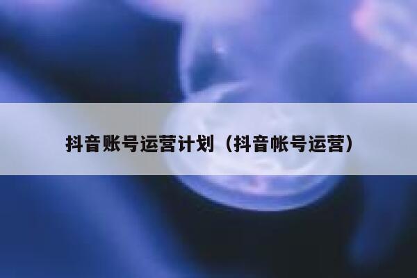 抖音账号运营计划（抖音帐号运营）
