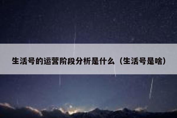 生活号的运营阶段分析是什么（生活号是啥）