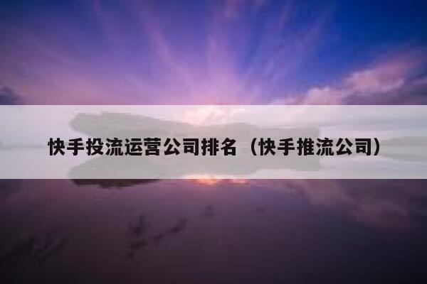 快手投流运营公司排名（快手推流公司）