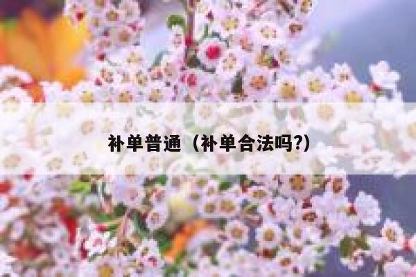 补单普通（补单合法吗?）