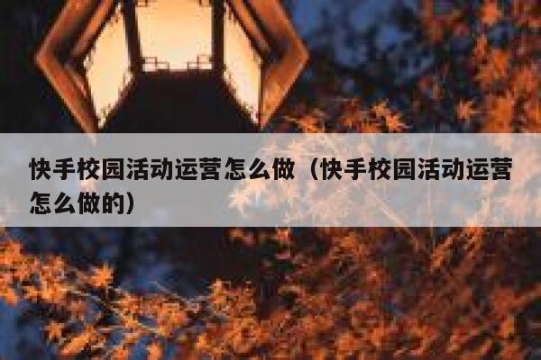 快手校园活动运营怎么做（快手校园活动运营怎么做的）