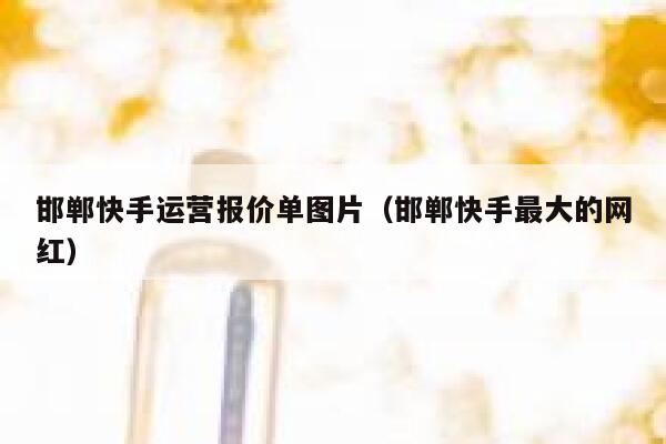 邯郸快手运营报价单图片（邯郸快手最大的网红）