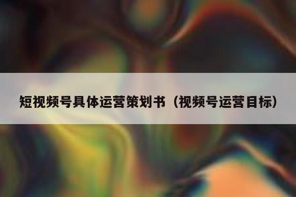 短视频号具体运营策划书（视频号运营目标）