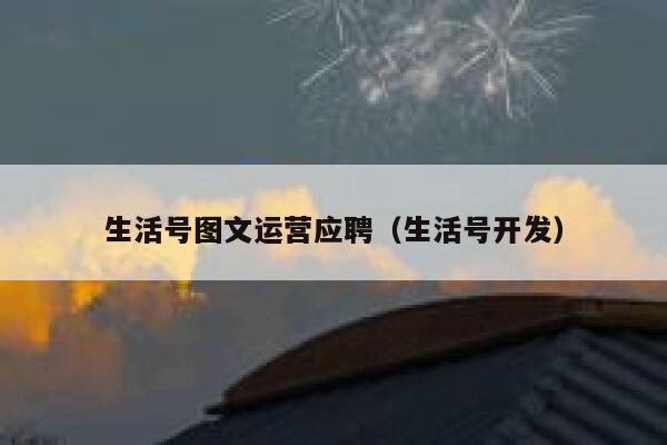 生活号图文运营应聘（生活号开发）