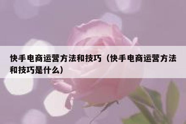 快手电商运营方法和技巧（快手电商运营方法和技巧是什么）
