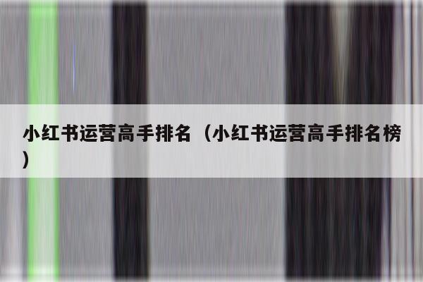 小红书运营高手排名（小红书运营高手排名榜）
