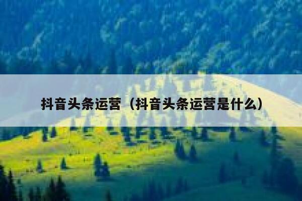 抖音头条运营（抖音头条运营是什么）