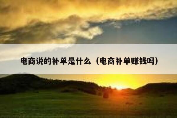 电商说的补单是什么（电商补单赚钱吗）
