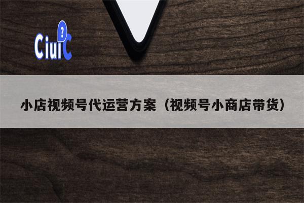 小店视频号代运营方案（视频号小商店带货）