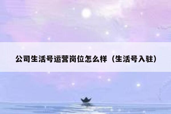 公司生活号运营岗位怎么样（生活号入驻）