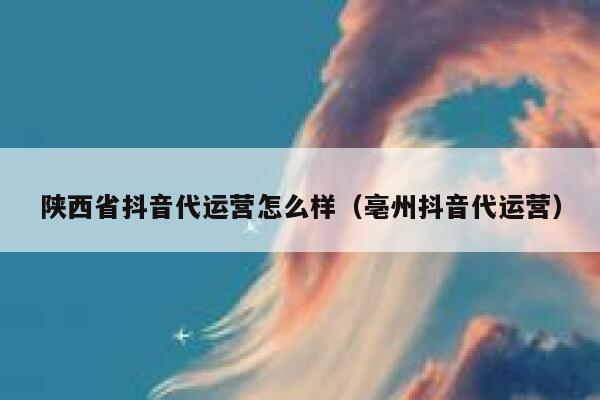 陕西省抖音代运营怎么样（亳州抖音代运营）