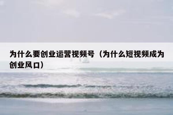 为什么要创业运营视频号（为什么短视频成为创业风口）