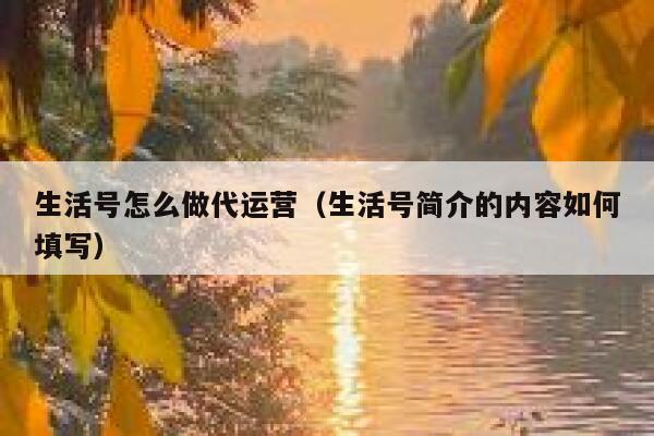 生活号怎么做代运营（生活号简介的内容如何填写）