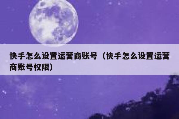 快手怎么设置运营商账号（快手怎么设置运营商账号权限）