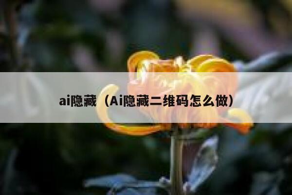 ai隐藏（Ai隐藏二维码怎么做）