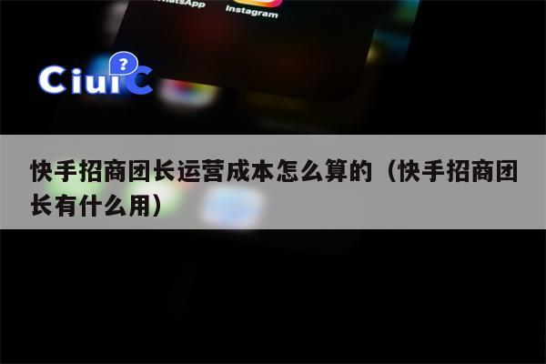快手招商团长运营成本怎么算的（快手招商团长有什么用）