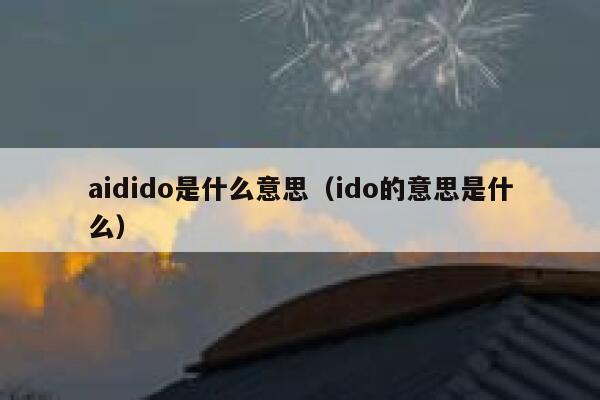 aidido是什么意思（ido的意思是什么）