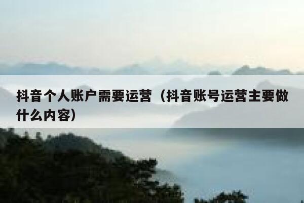 抖音个人账户需要运营（抖音账号运营主要做什么内容）