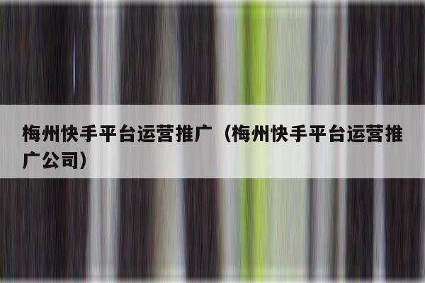 梅州快手平台运营推广（梅州快手平台运营推广公司）