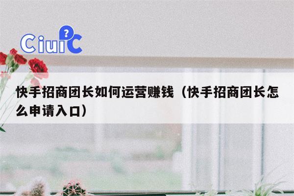 快手招商团长如何运营赚钱（快手招商团长怎么申请入口）