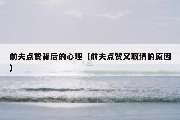 详细阅读:前夫点赞背后的心理(前夫点赞又取消的原因) 前夫点赞背后的心理(前夫点赞又取消的原因)