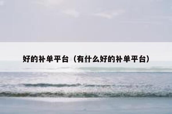 好的补单平台（有什么好的补单平台）