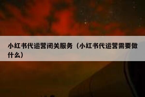 小红书代运营闭关服务（小红书代运营需要做什么）