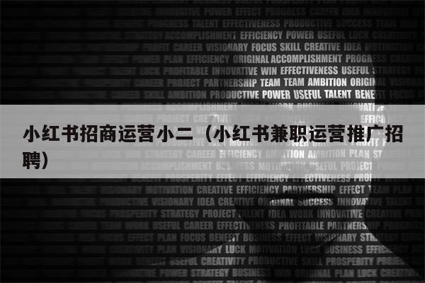小红书招商运营小二（小红书兼职运营推广招聘）