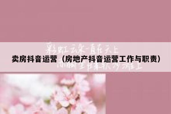 卖房抖音运营（房地产抖音运营工作与职责）