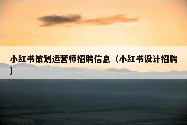 小红书策划运营师招聘信息(小红书设计招聘)