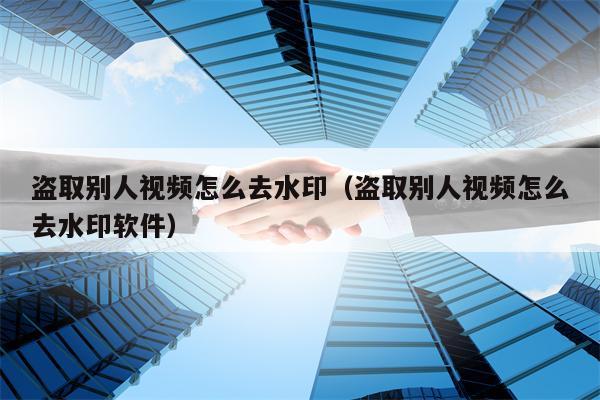 盗取别人视频怎么去水印（盗取别人视频怎么去水印软件）